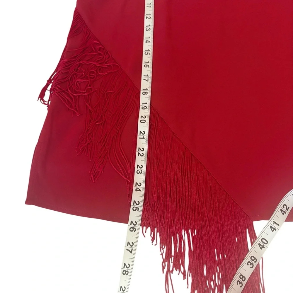 Vince Camuto top with asymmetrical fringe hem, dark rose color , size XXL